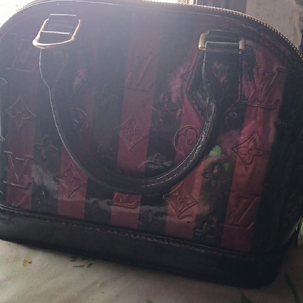 Louis Vuitton Black and Purple Satchel